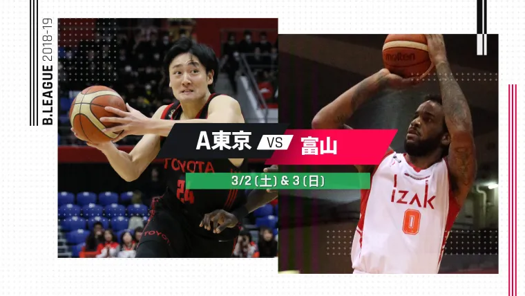 アルバルク東京の田中大貴（左）と富山グラウジーズのレオ・ライオンズ（右）