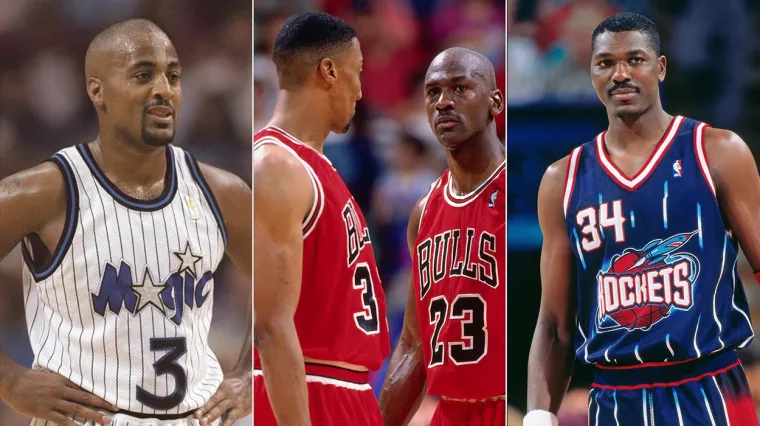 Dennis Scott, Scottie Pippen, Michael Jordan, Hakeem Olajuwan