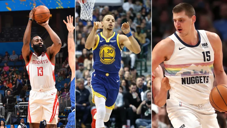 James Harden, Stephen Curry y Nikola Jokic