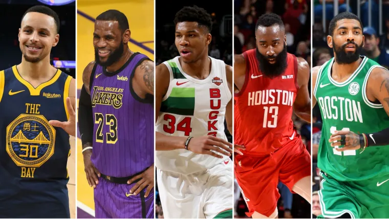 Stephen Curry, LeBron James, Giannis Antetokounmpo, James Harden, Kyrie Irving