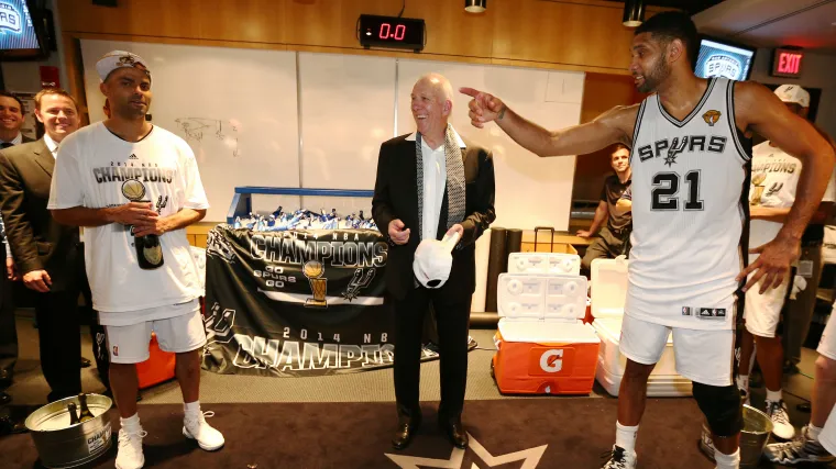 Tony Parker, Gregg Popovich y Tim Duncan