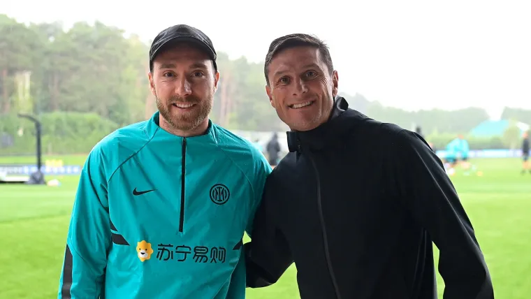 Christian Eriksen and Javier Zanetti