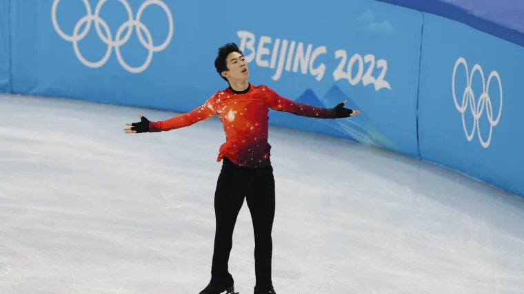 Nathan Chen at the Beijing 2022 Winter Olympics. Photo: Omega