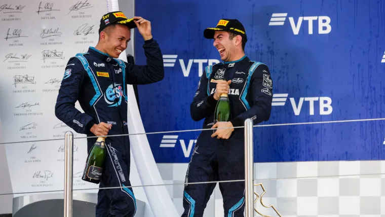 Alex Albon and Nicholas Latifi celebrate in F2