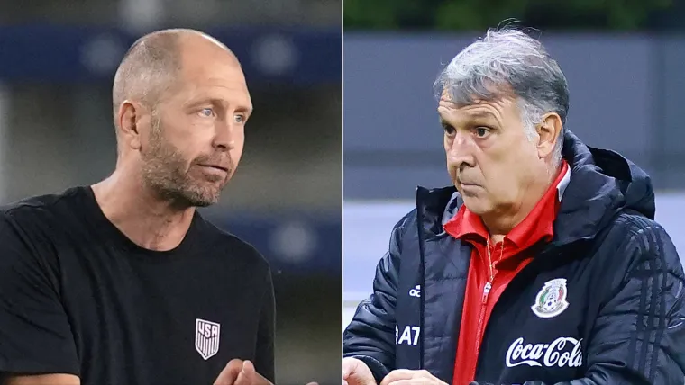 Gregg Berhalter of USA and Gerardo Martino of Mexico split