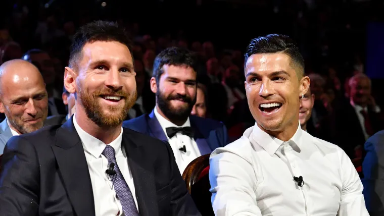 Lionel Messi and Cristiano Ronaldo at the Champions League draw