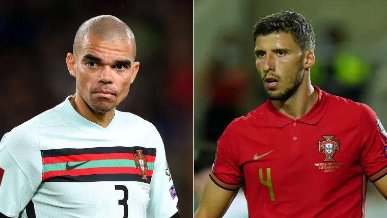 Pepe and Ruben Dias of Portugal split