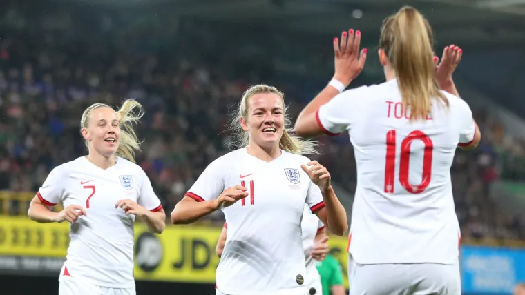 Beth Mead, Lauren Hemp and Ella Toone against Northern Ireland in April 2022