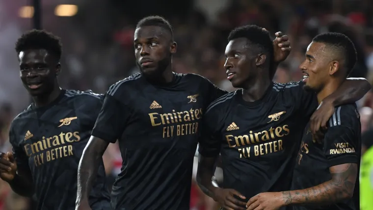 Bukayo Saka, Nuno Tavares, Eddie Nketiah, and Gabriel Jesus of Arsenal