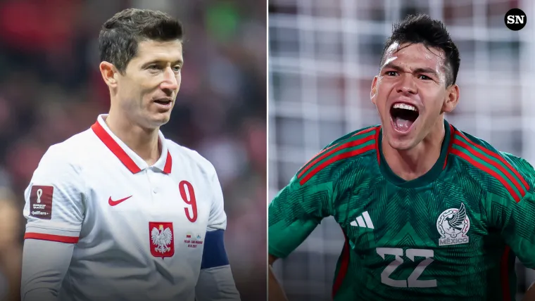 Robert Lewandowski of Poland and Hirving Lozano of Mexico split 