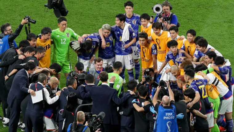 Japan's celebrate their win German