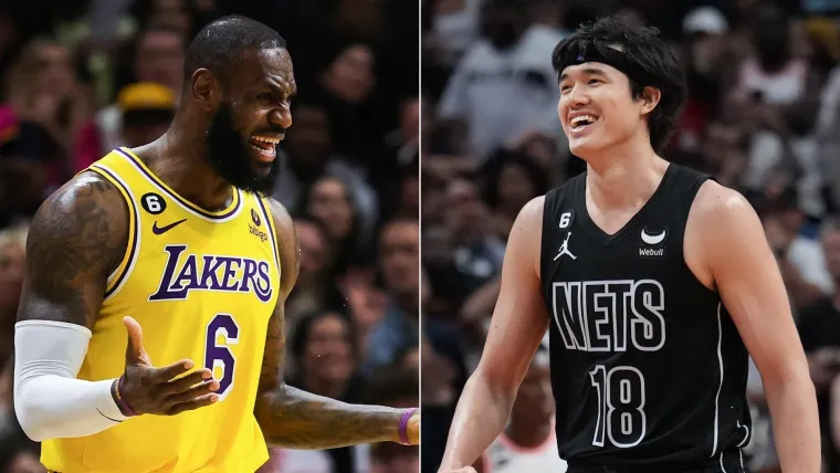 LeBron James and Yuta Watanabe