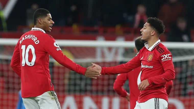 Marcus Rashford and Jadon Sancho of Man United