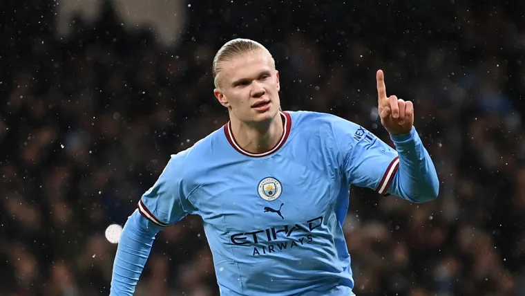 Erling Haaland of Man City vs RB Leipzig