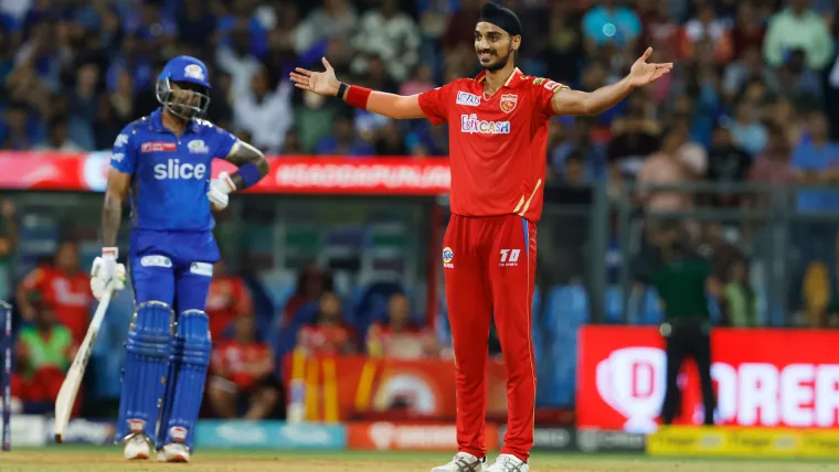 IPL 2023: Arshdeep Singh of Punjab Kings celebrates after dismissing Suryakumar Yadav of Mumbai Indians