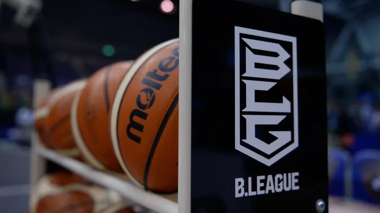 B League logo on a ball stand Bリーグロゴ