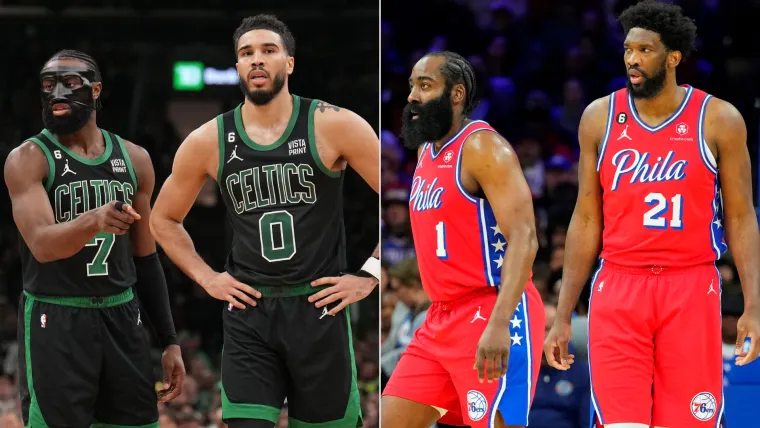 Jaylen Brown, Jayson Tatum, James Harden, Joel Embiid 05122023