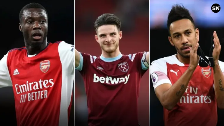 Nicolas Pepe, Declan Rice, Pierre-Emerick Aubameyang, Arsenal