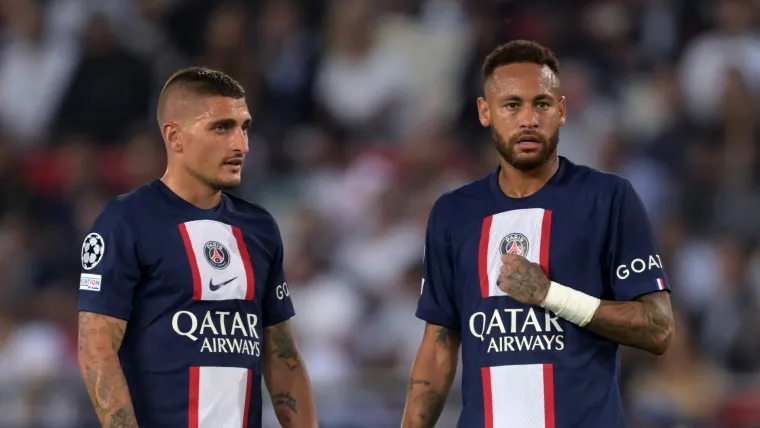 Neymar and Marco Verratti of PSG