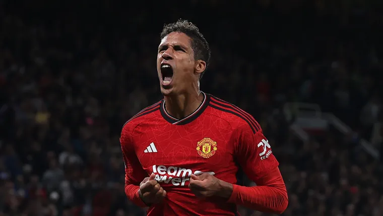 Raphael Varane of Man United celebrating goal