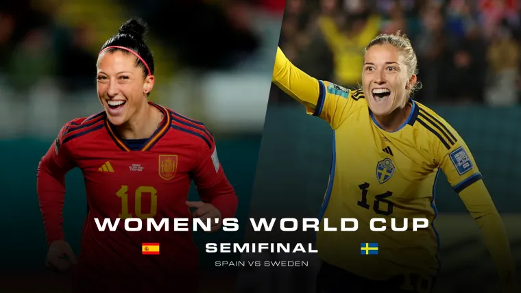 Jennifer Hermoso of Spain and Filippa Angeldal of Sweden split WWC