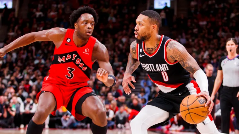 O.G. Anunoby and Damian Lillard