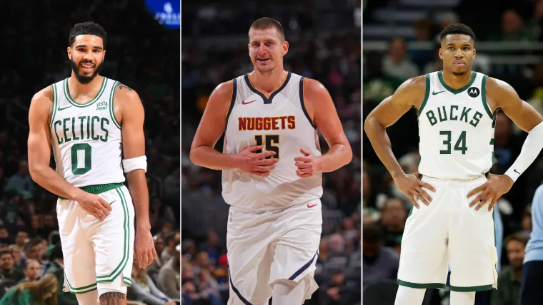 Jayson Tatum, Nikola Jokic and Giannis Antetokounmpo