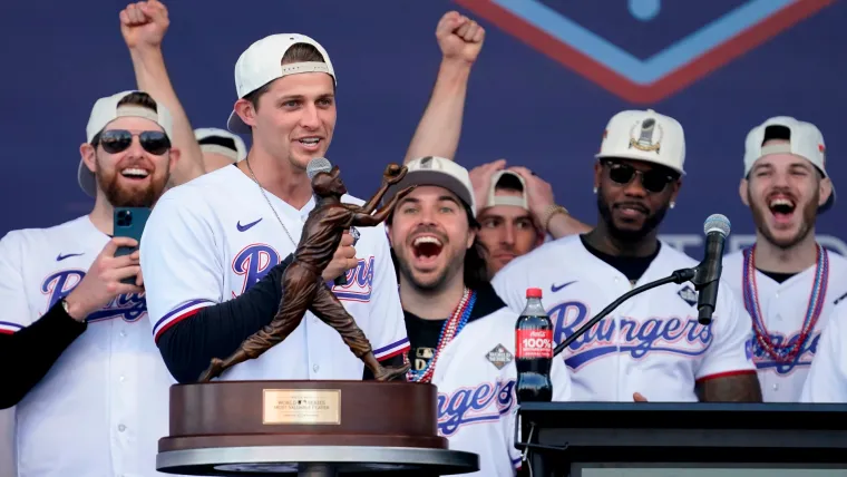 Corey Seager at Rangers World Series Parade 11032023