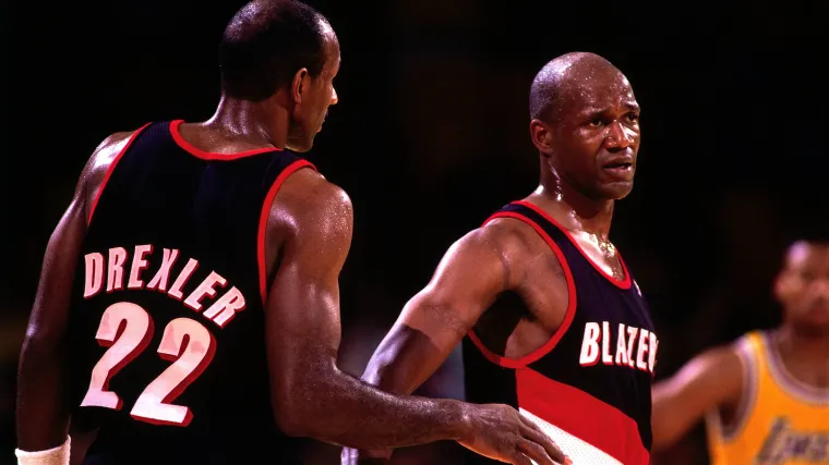 Terry Porter and Clyde Drexler